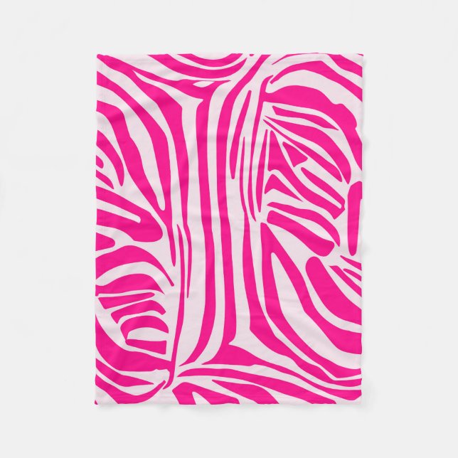 Pink zebra print fleece blanket (Front)