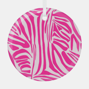 Pink zebra print glass tree decoration