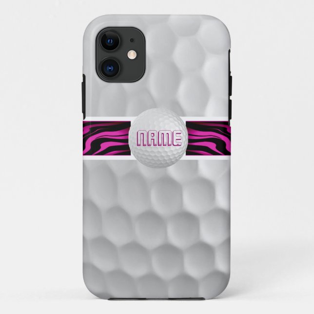 Pink Zebra Print Golf Ball Iphone 5 Case (Back)