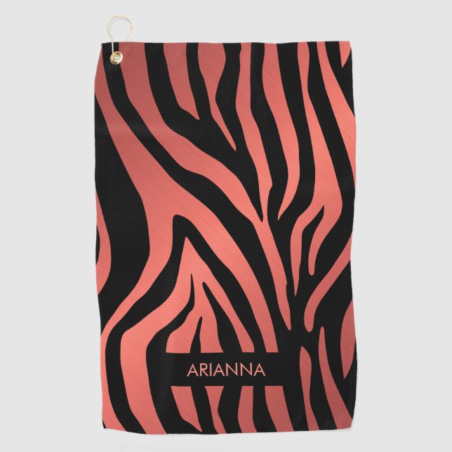 Pink Zebra Print Golf Towel (Front)