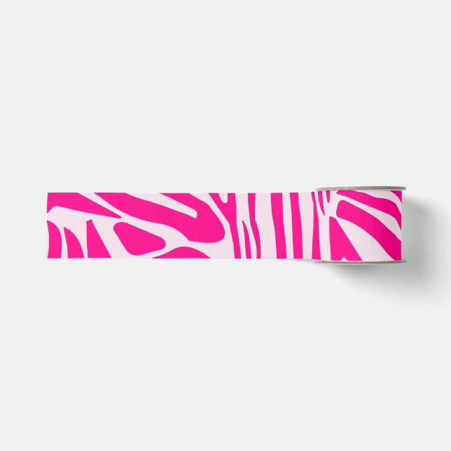 Pink zebra print grosgrain ribbon (Front)