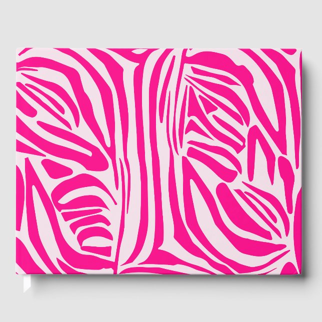 Pink zebra print guest book (Front)