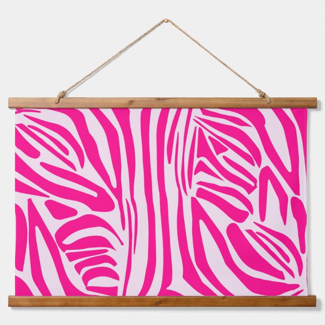 Pink zebra print hanging tapestry (Front)