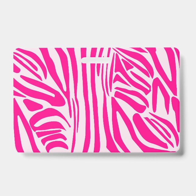 Pink zebra print ID badge (Front)