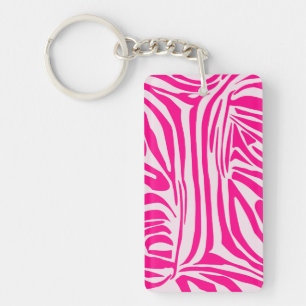 Pink zebra print key ring