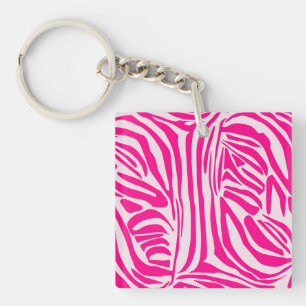 Pink zebra print key ring