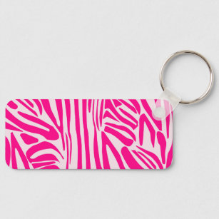 Pink zebra print key ring