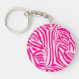 Pink zebra print key ring