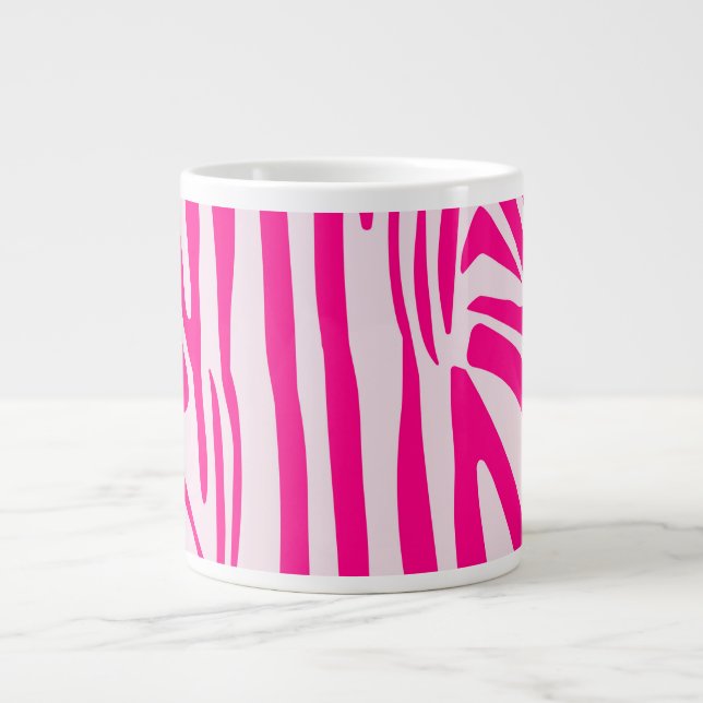 Pink zebra print large coffee mug (Front)