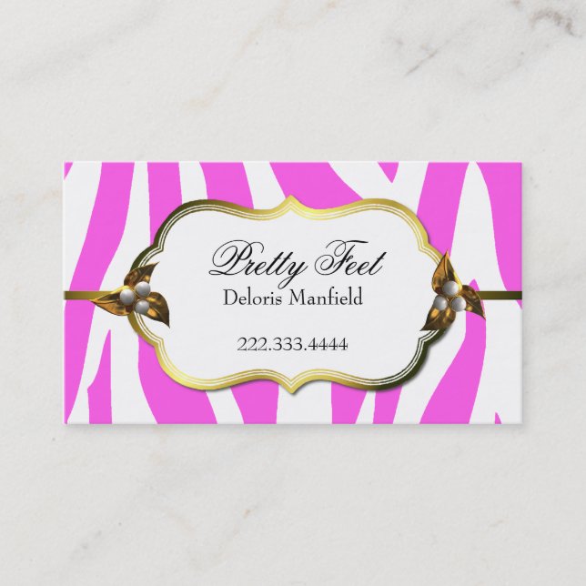 Pink Zebra Print Loyalty Business Card (Front)