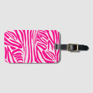 Pink zebra print luggage tag