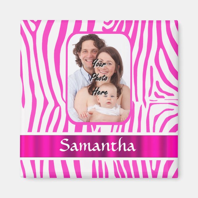 Pink zebra print magnet (Front)