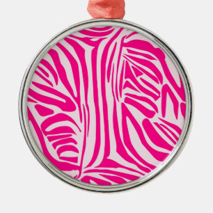 Pink zebra print metal tree decoration