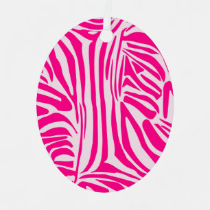 Pink zebra print metal tree decoration