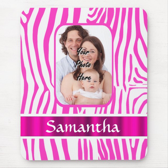 Pink zebra print mouse pad (Front)