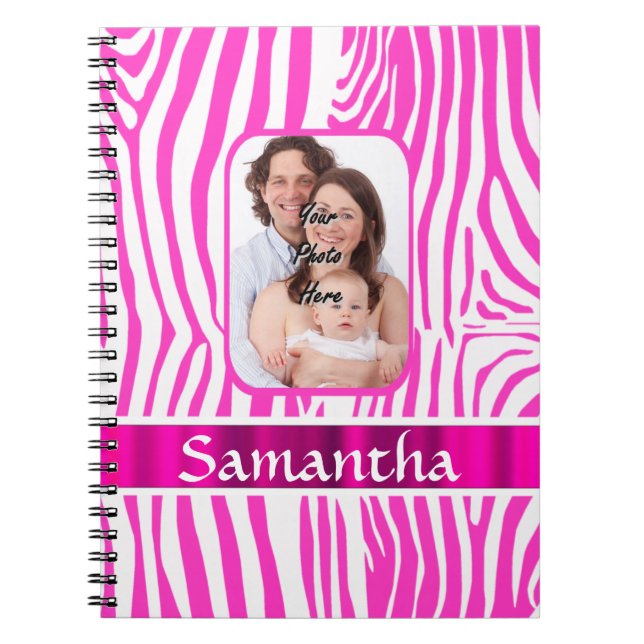 Pink zebra print notebook (Front)
