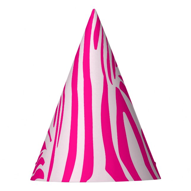 Pink zebra print party hat (Front)