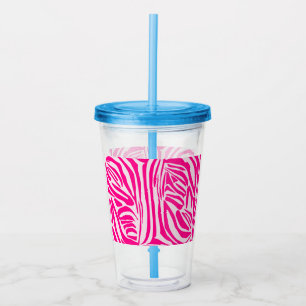 Pink Zebra Print Pattern Acrylic Tumbler