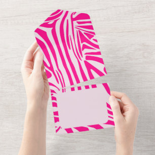 Pink Zebra Print Pattern All In One Invitation
