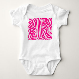 Pink Zebra Print Pattern Baby Bodysuit
