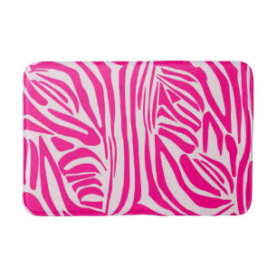 Pink Zebra Print Pattern Bath Mat
