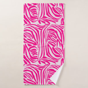 Pink Zebra Print Pattern Bath Towel