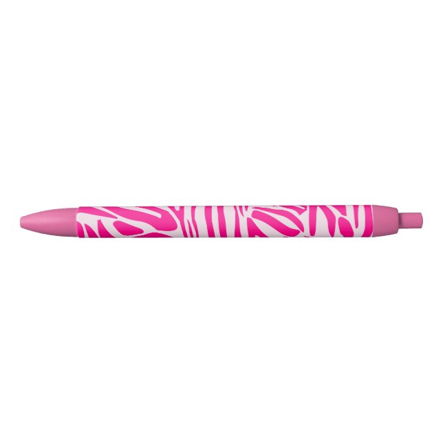 Pink Zebra Print Pattern Black Ink Pen (Front)
