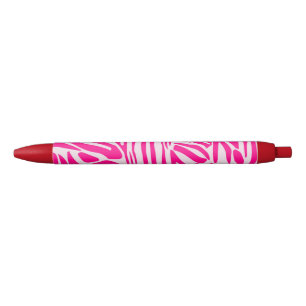 Pink Zebra Print Pattern Black Ink Pen
