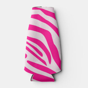 Pink Zebra Print Pattern Bottle Cooler
