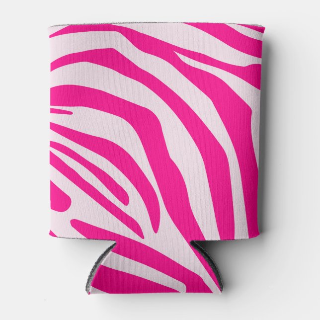 Pink Zebra Print Pattern Can Cooler (Front)