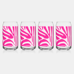 Pink Zebra Print Pattern Can Glass
