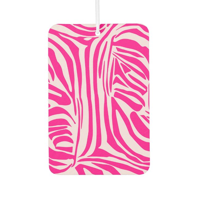Pink Zebra Print Pattern Car Air Freshener (Front)