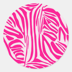 Pink Zebra Print Pattern Classic Round Sticker