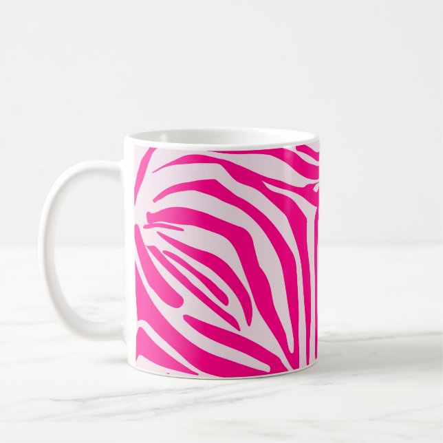 Pink Zebra Print Pattern Coffee Mug (Left)