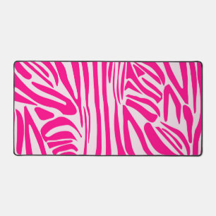 Pink Zebra Print Pattern Desk Mat