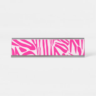 Pink Zebra Print Pattern Desk Name Plate