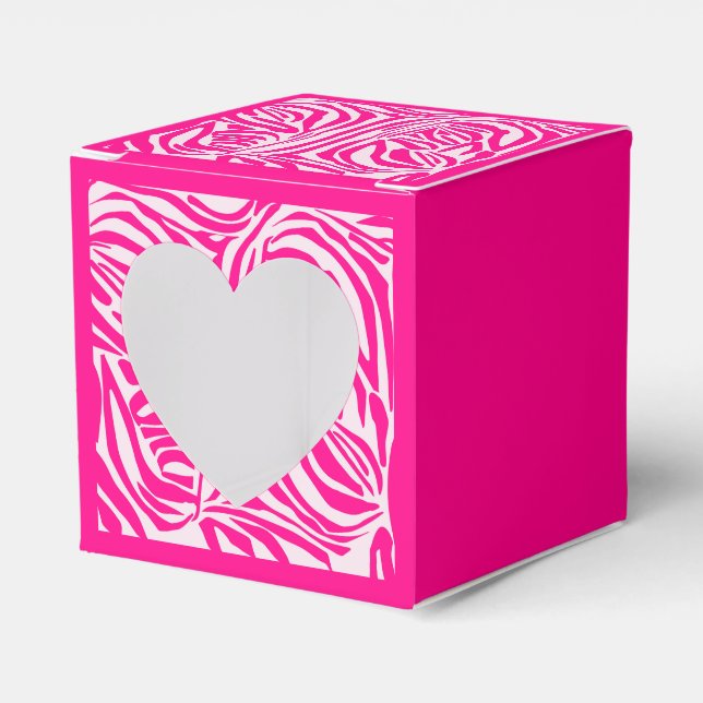 Pink Zebra Print Pattern Favour Box (Front Side)