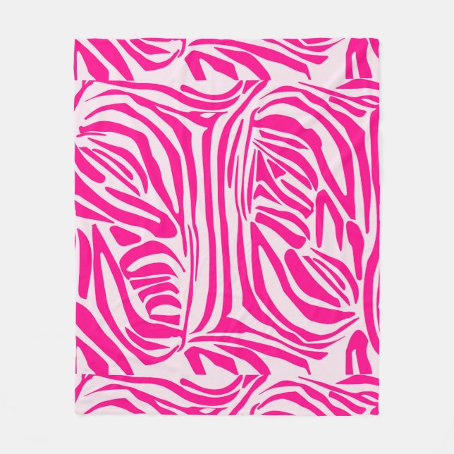 Pink Zebra Print Pattern Fleece Blanket (Front)
