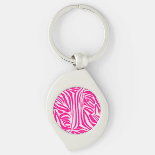 Pink Zebra Print Pattern Key Ring