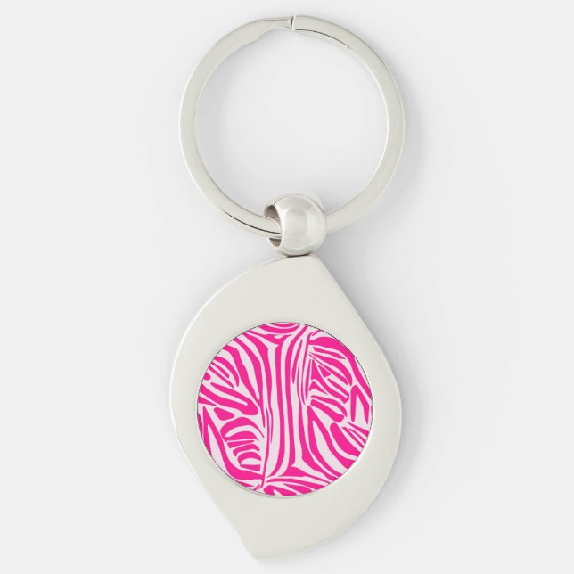 Pink Zebra Print Pattern Key Ring (Front)