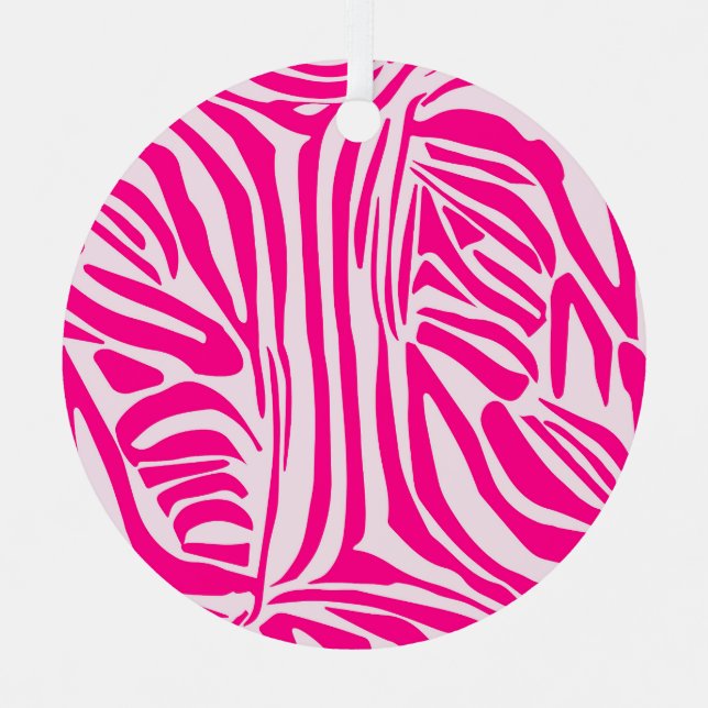 Pink Zebra Print Pattern Metal Tree Decoration (Front)