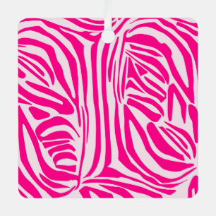 Pink Zebra Print Pattern Metal Tree Decoration