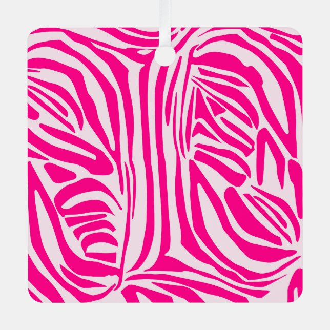 Pink Zebra Print Pattern Metal Tree Decoration (Front)
