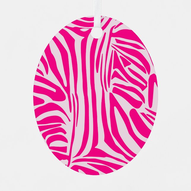 Pink Zebra Print Pattern Metal Tree Decoration (Front)