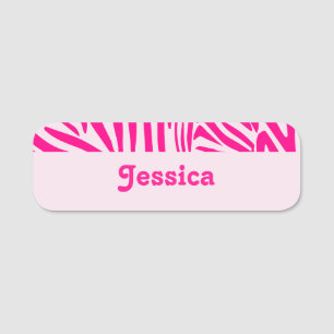 Pink Zebra Print Pattern Name Tag