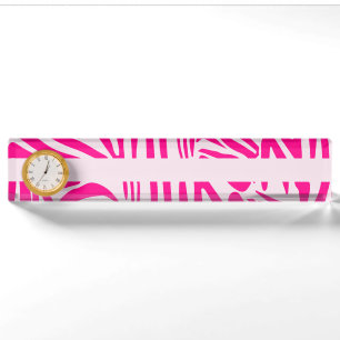 Pink Zebra Print Pattern Nameplate
