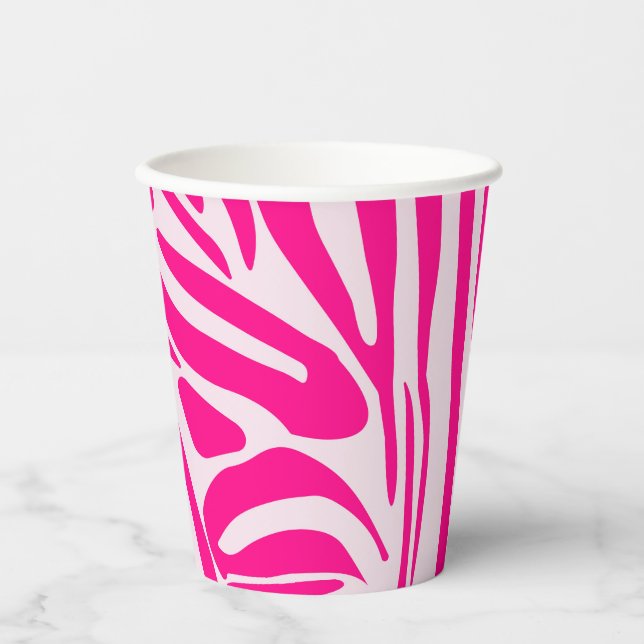 Pink Zebra Print Pattern Paper Cups (Front)