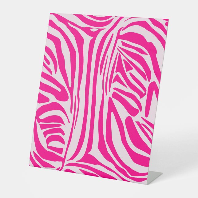 Pink Zebra Print Pattern Pedestal Sign (Front)