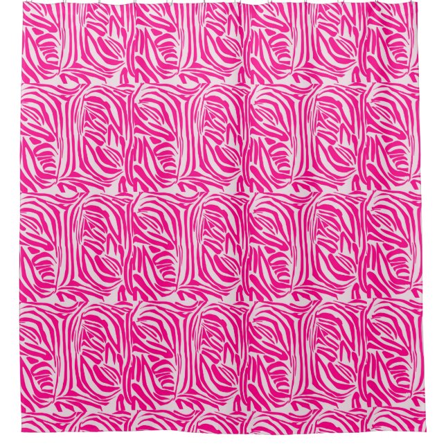 Pink Zebra Print Pattern Shower Curtain (Front)