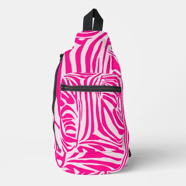 Pink Zebra Print Pattern Sling Bag (Front)